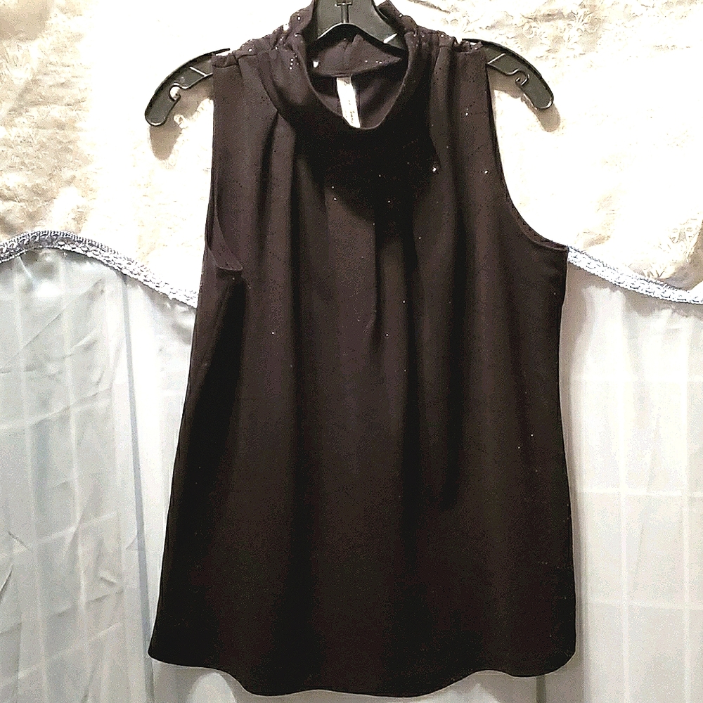PER SEPTION CONCEPT SEQUIN BLK TURTLN. TANK SZ XL